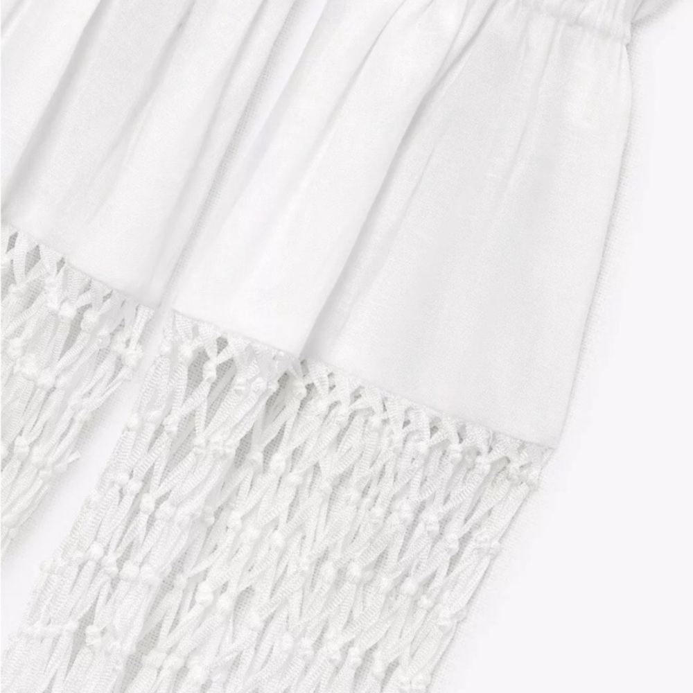 ZARA White Linen Macrame Eonen Backless Halter Top NWT - Picture 6 of 16